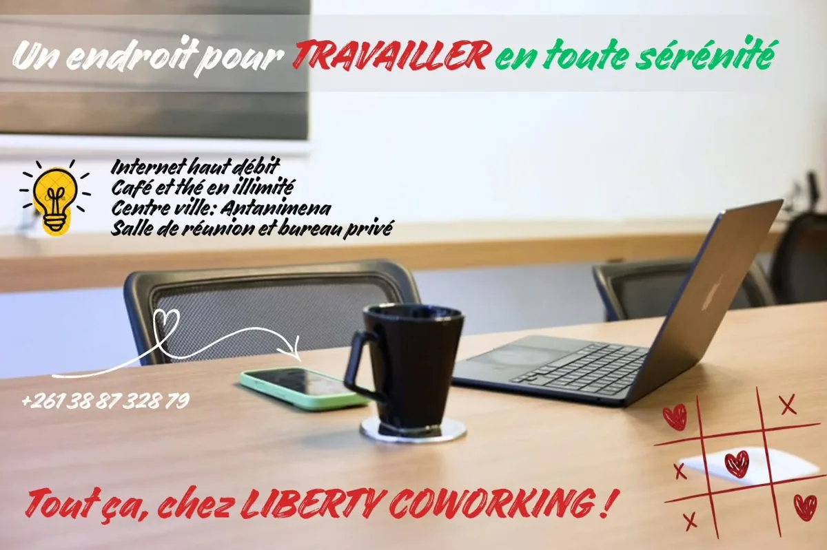 Place en open space chez Liberty Coworking Tana, à Antanimena Ambony
